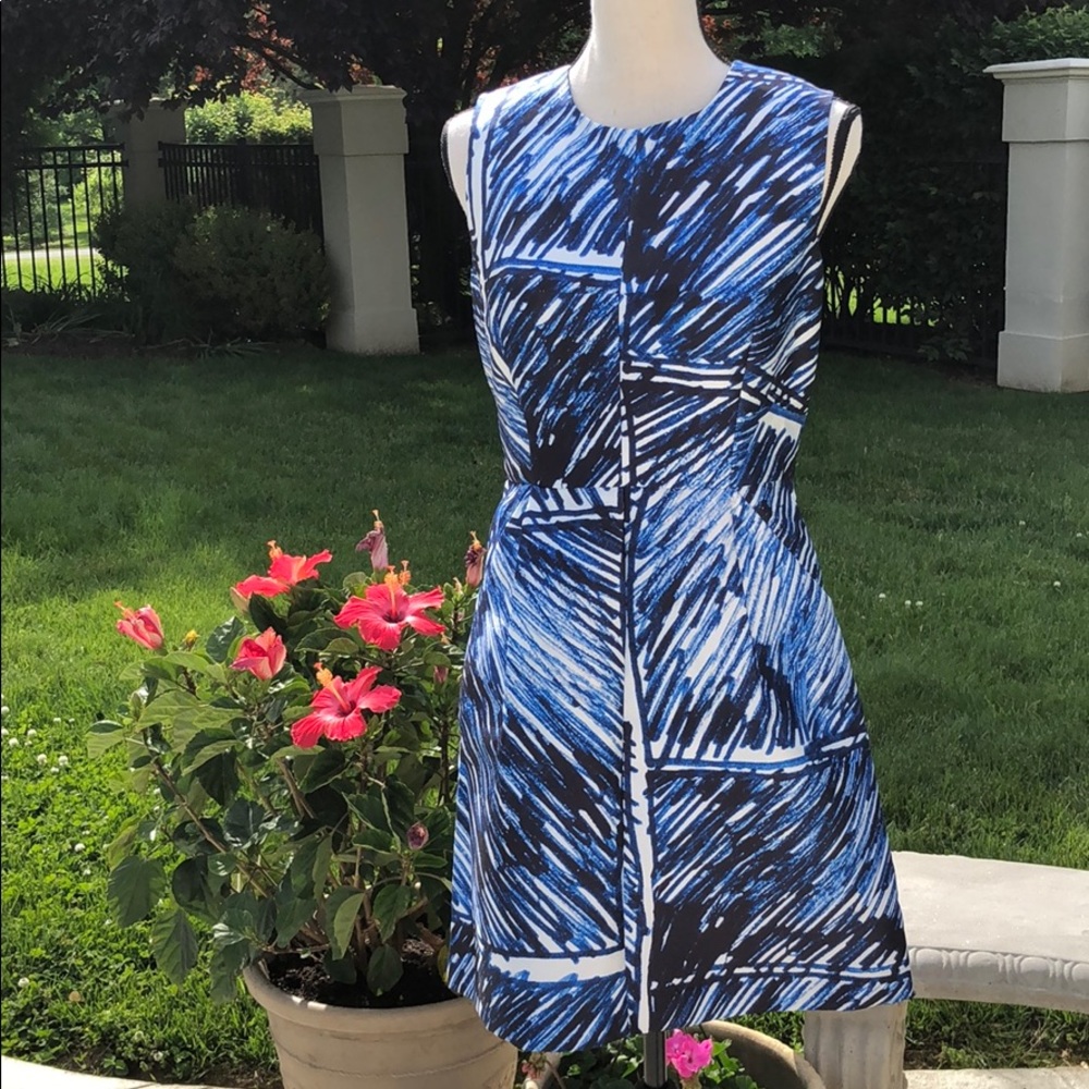 Beautiful Milly blue & white sheath dress sz 8 NWT